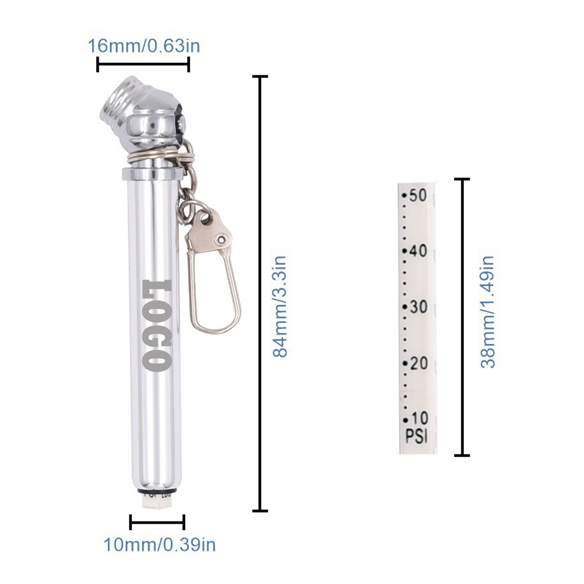 Mini Tire Pressure Pen Keychain 2