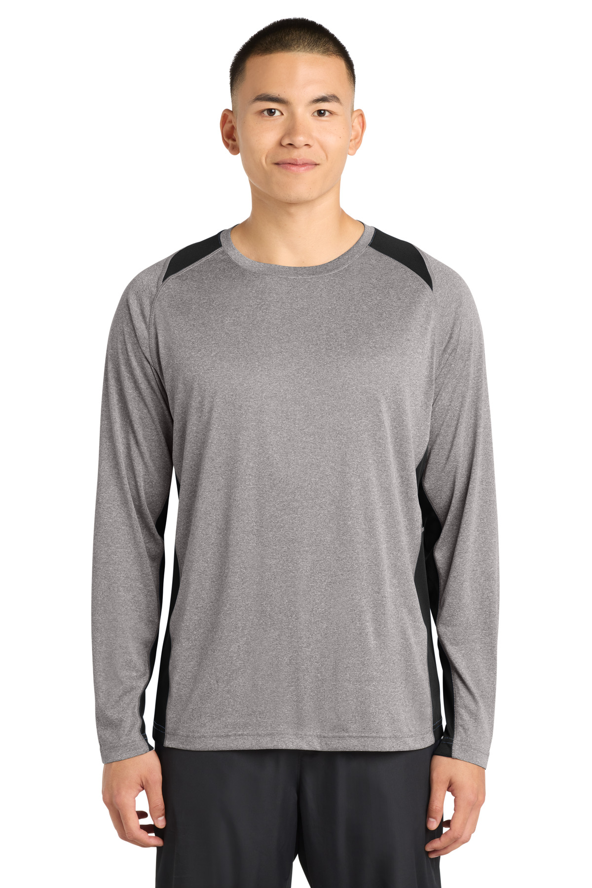 Sport-Tek Long Sleeve Heather Colorblock Contender Tee. ST361LS 49