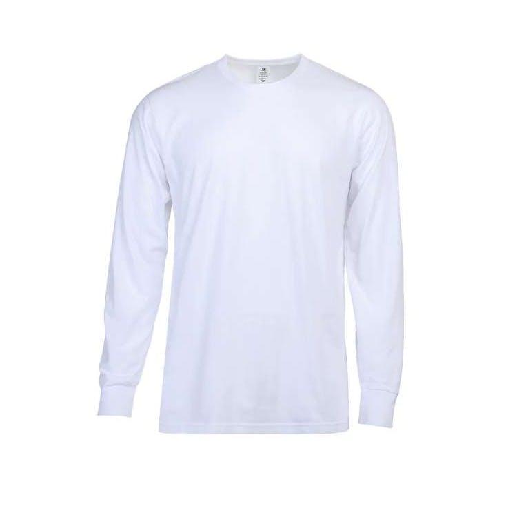 Men's Long Sleeve Crew Neck T-Shirts White 2XL 1