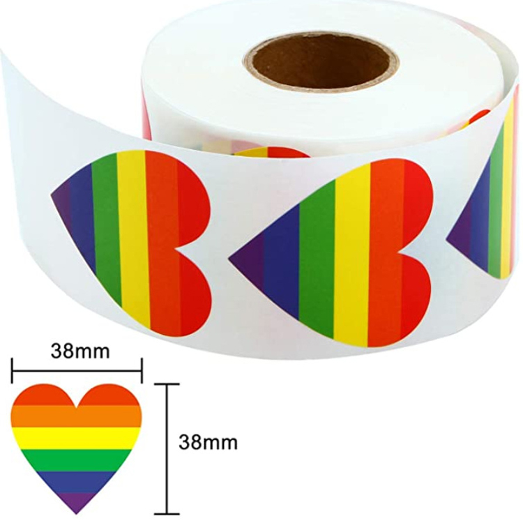 500pcs Gay Pride Heart Shaped Stickers 1