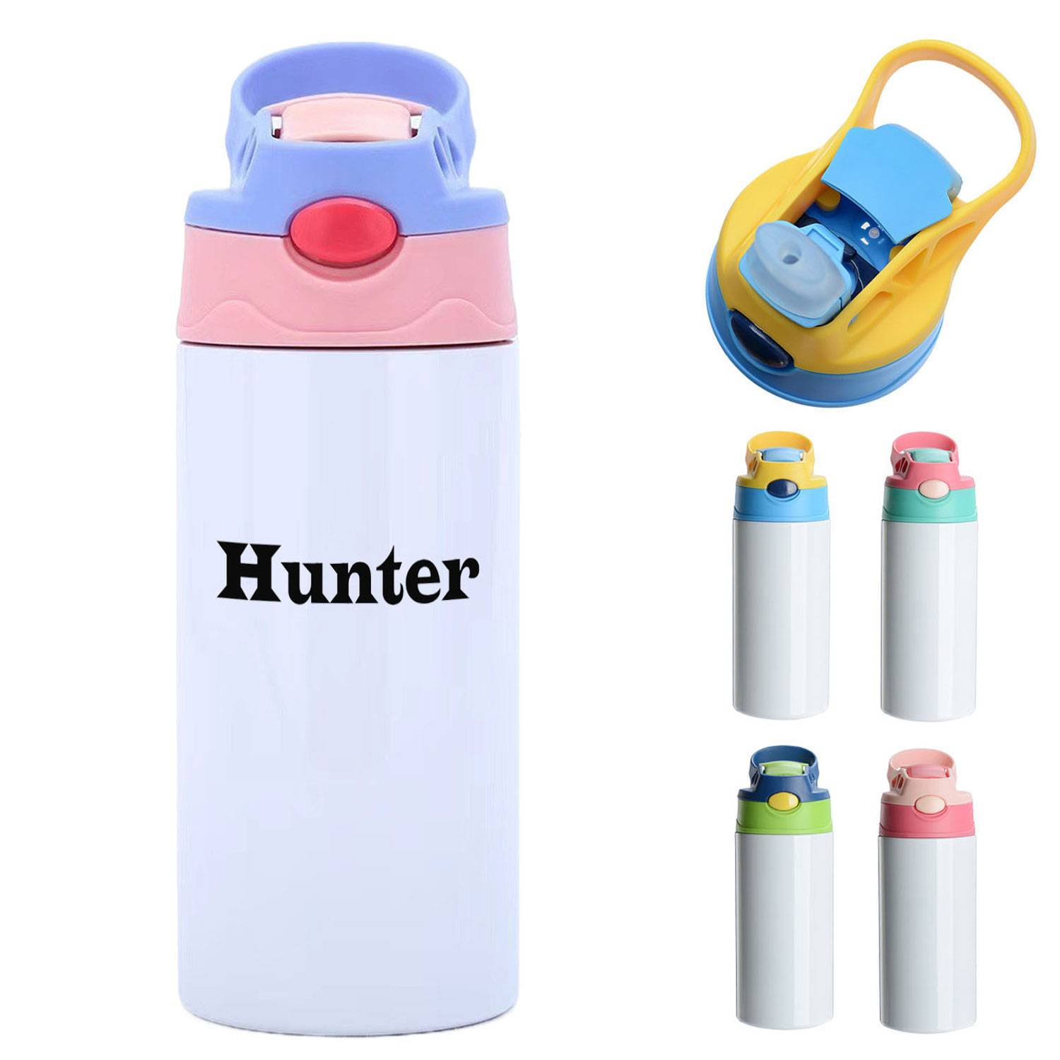 12oz Insulated Stainless Steel Bottle Straw Lid Handle 9