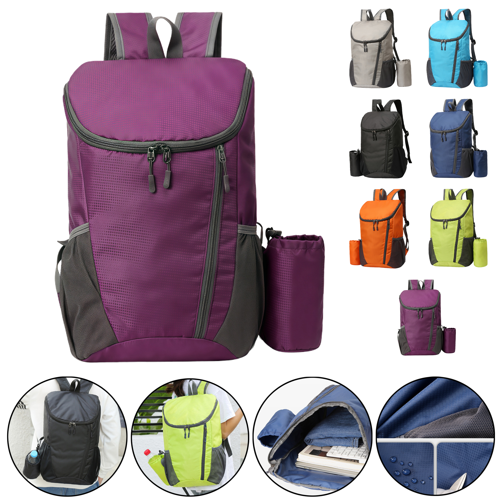 Large Capacity Foldable Backpack Lightweight Waterproof Outdoor Travel Sports Hiking Daypack 6