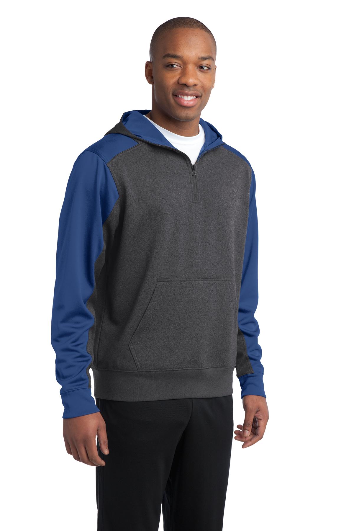 Sport-Tek Tech Fleece Colorblock 1/4-Zip Hooded Sweatshirt. ST249, custom hoodie or sweatshirt with logo imprint 11