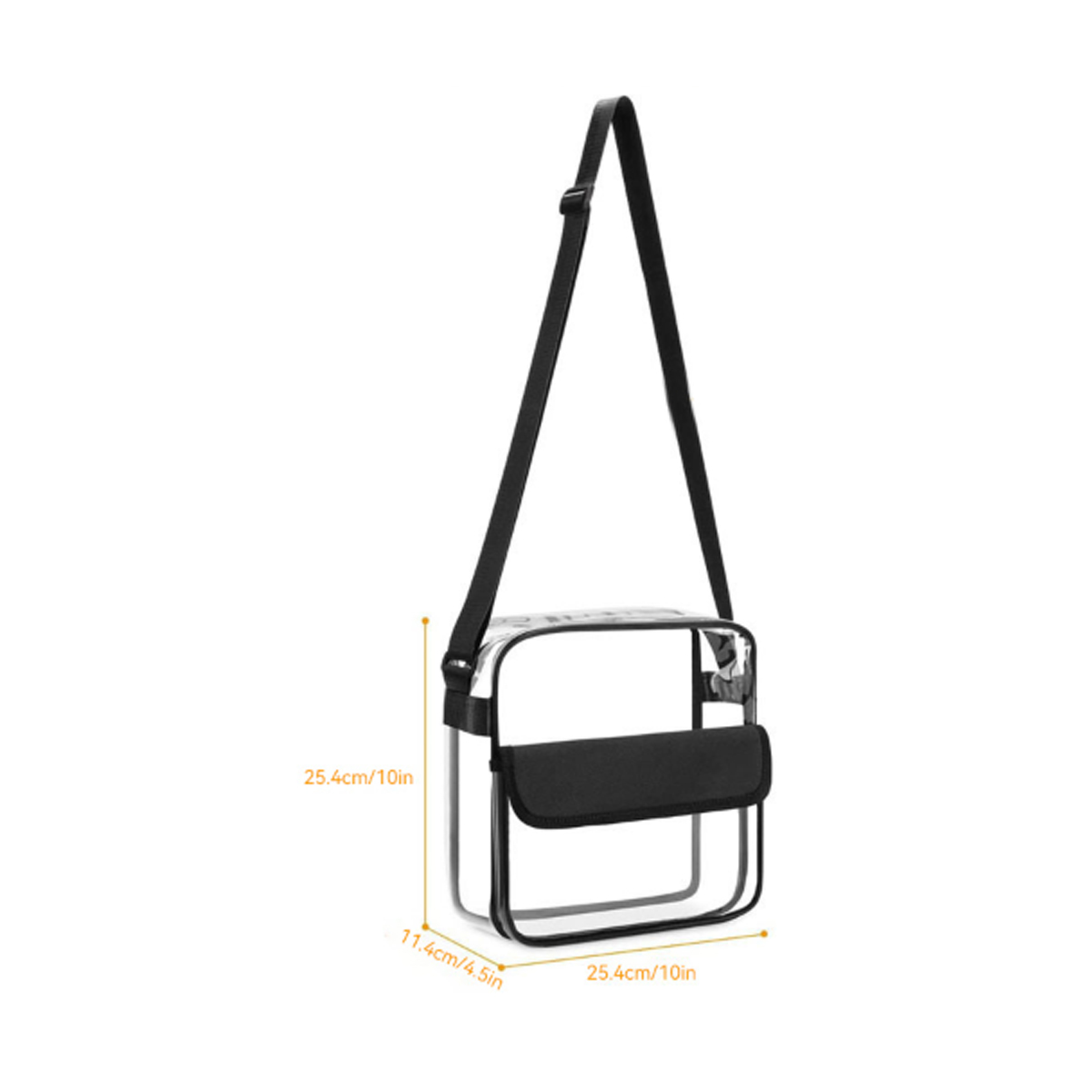 8L Clear PVC Shoulder Bag W/ Flap Closure Adjustable Strap 6