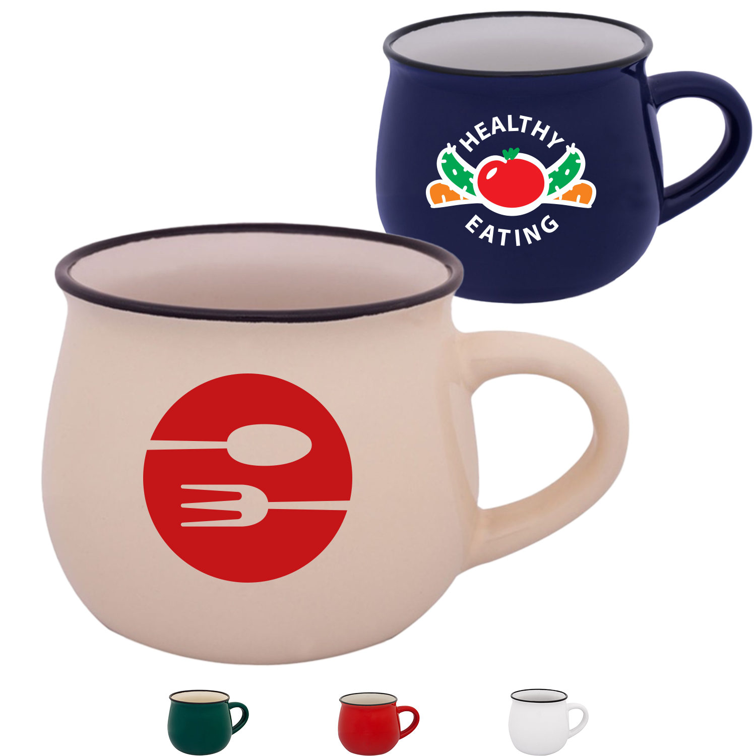 Classic Pottery Ceramic Coffee Mug 12 oz. Glossy Coffee Mugs 2