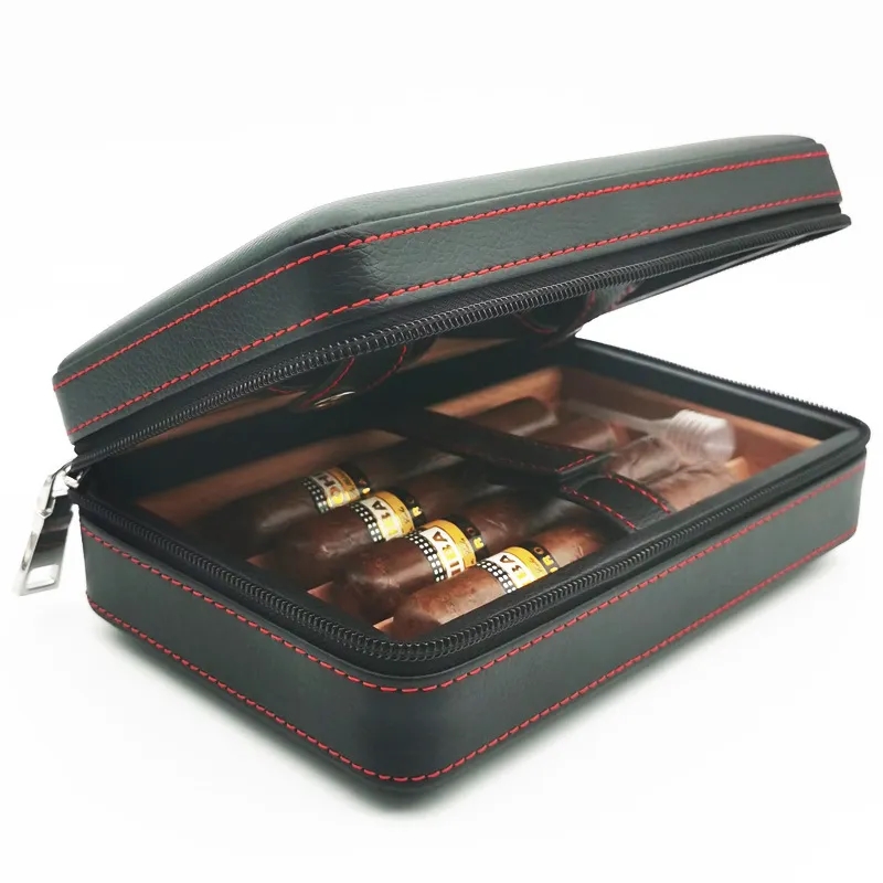Cow Leather Cigar Holder Humidor Case with Wood Inner 10