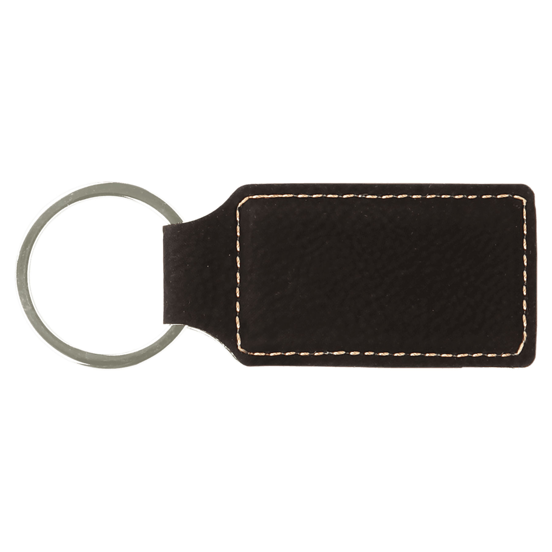 Black/Gold Leatherette Rectangle Keychain 2