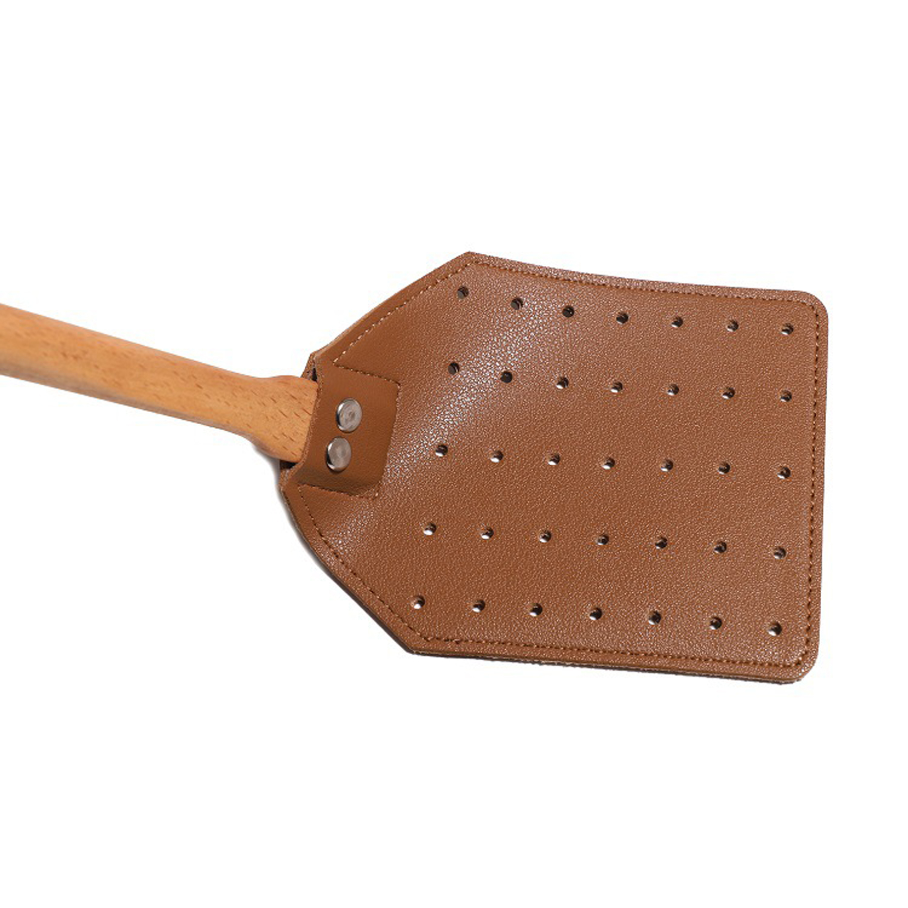 Heavy-Duty Leather Fly Swatter with Wooden Handle