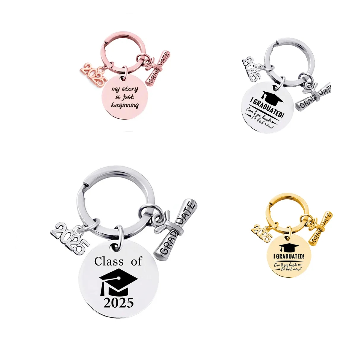 Stainless Steel Graduation Keychain Class Of 2025 3