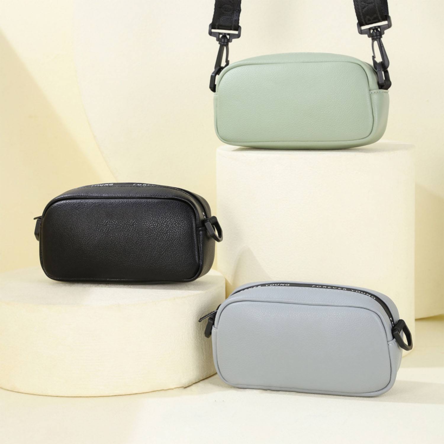 PU Leather Fashion Zipper Crossbody Bag 6