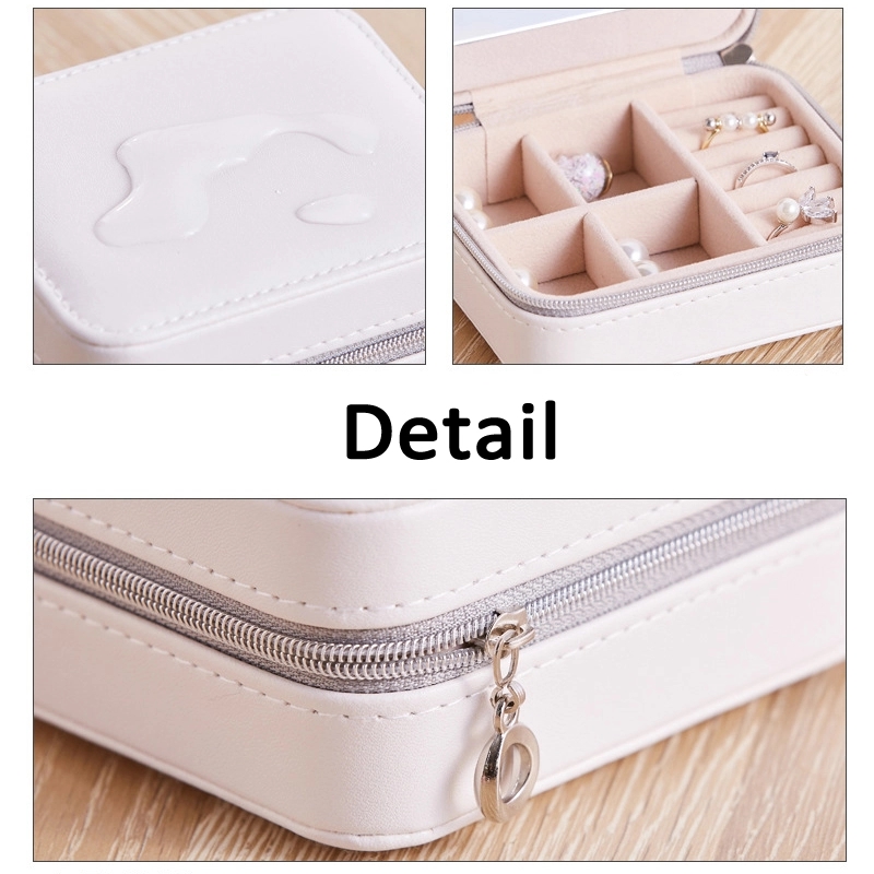 Portable Travel 2-Layer Jewelry Organizer Box with Mirror 1