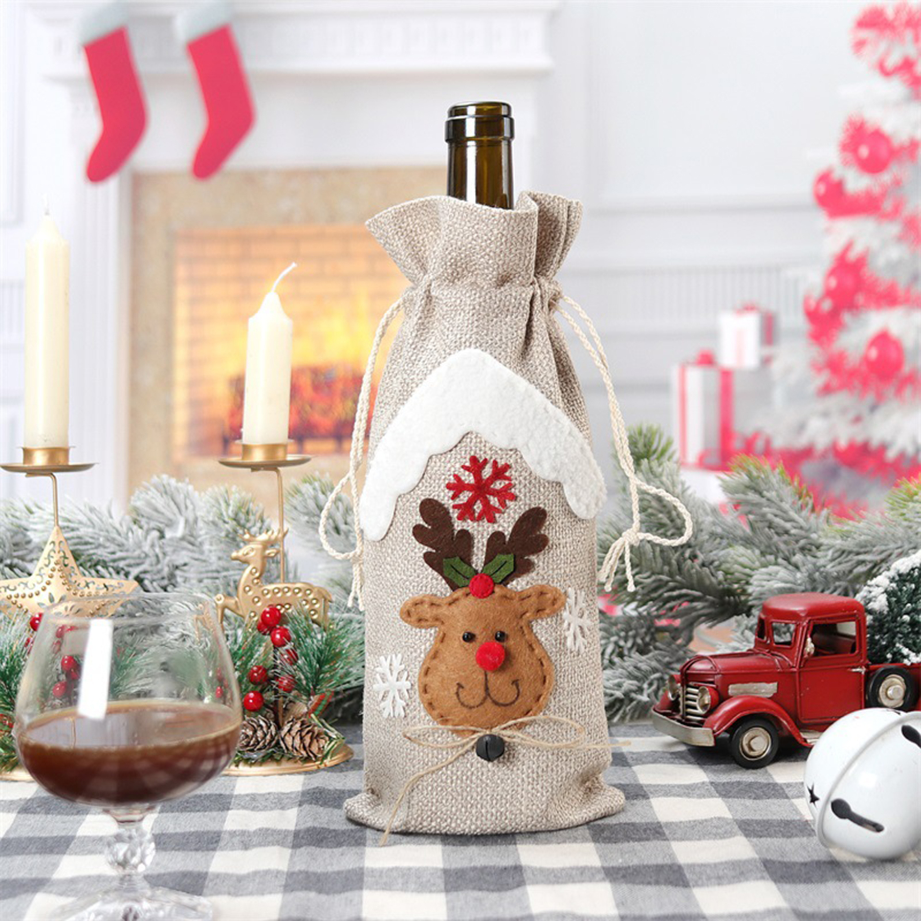 Personalized Christmas Decorations Old Man Doll Wine Holder 3