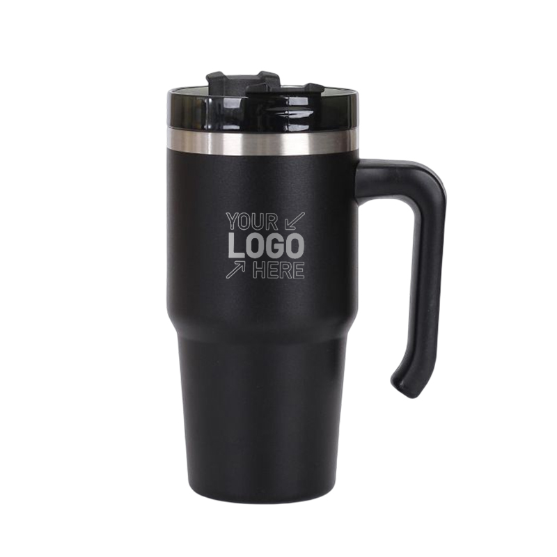 20 OZ Double Walls Stainless Steel Auto Tumbler With Straw And Handle 3