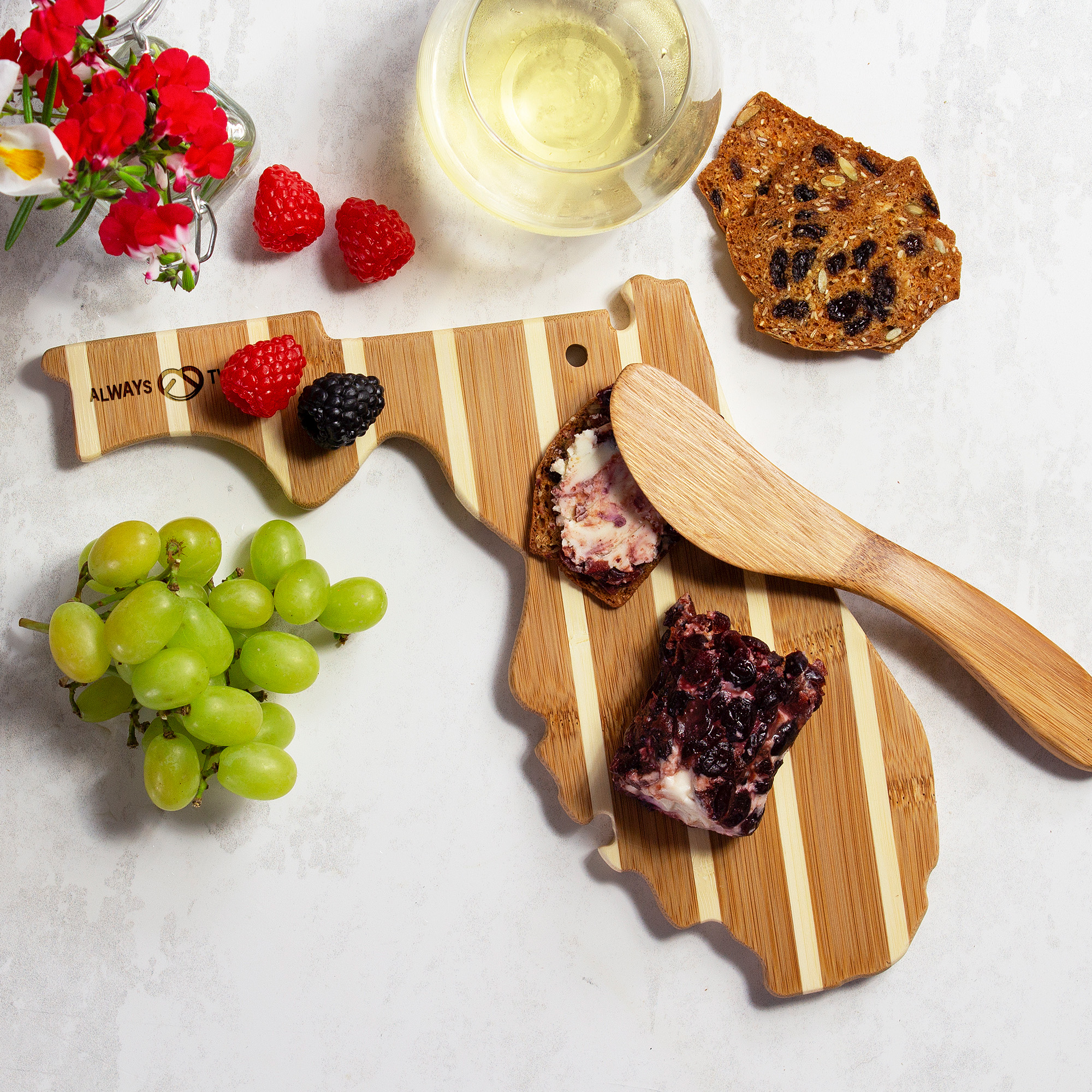Florida Charcuterie Board with Spreader Knife Gift Set 4