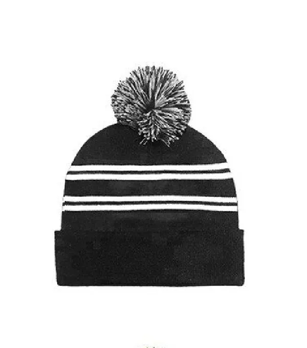 Acrylic Knit Beanie Cap With Pom 10