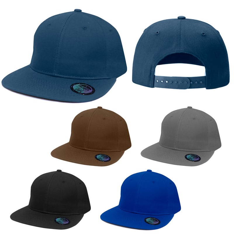 6 Panel Flat Bill Snapback Solid Cap 2