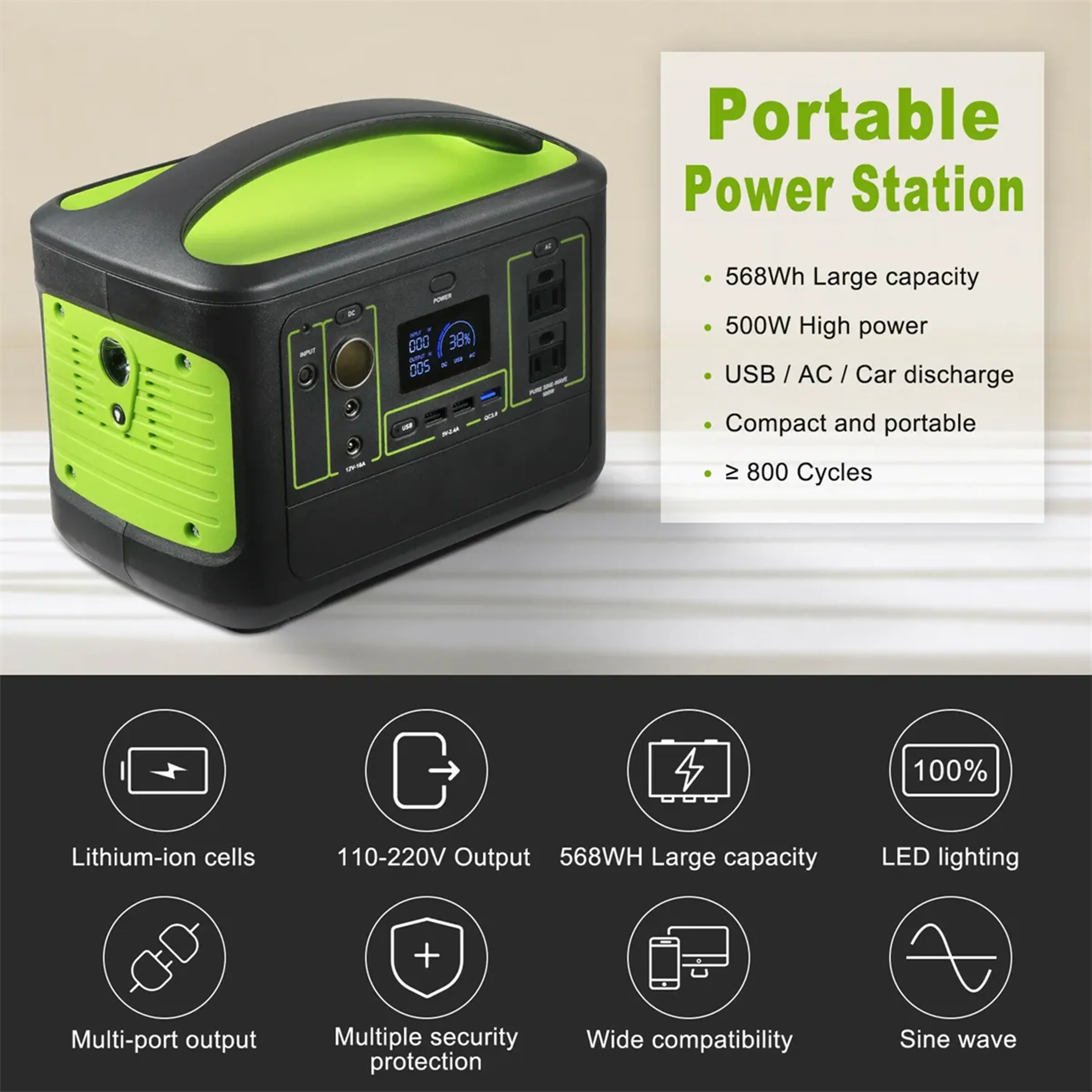 153600mAh Portable Camping Power Station 5