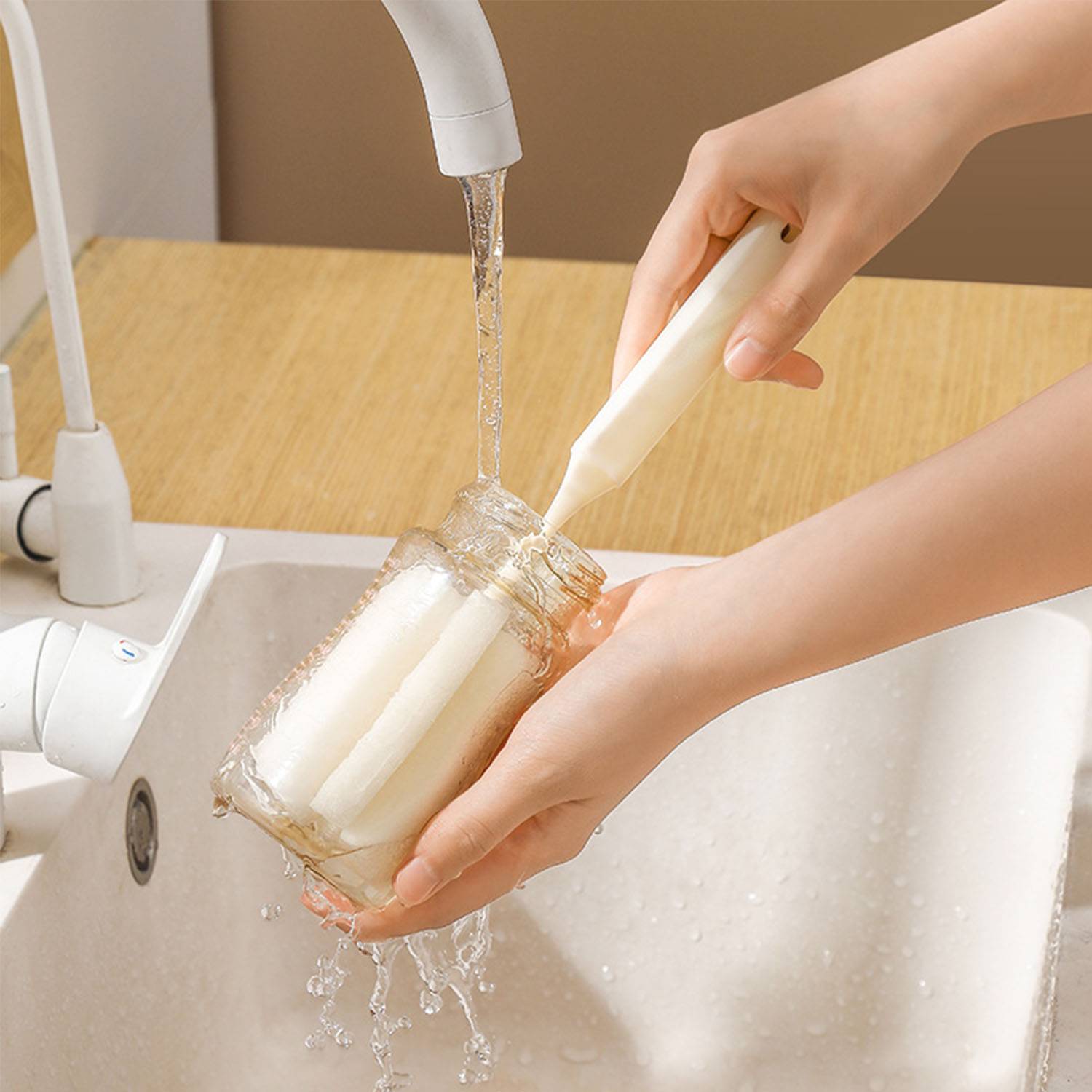 Household cleaning water cup sponge long handle brush 4