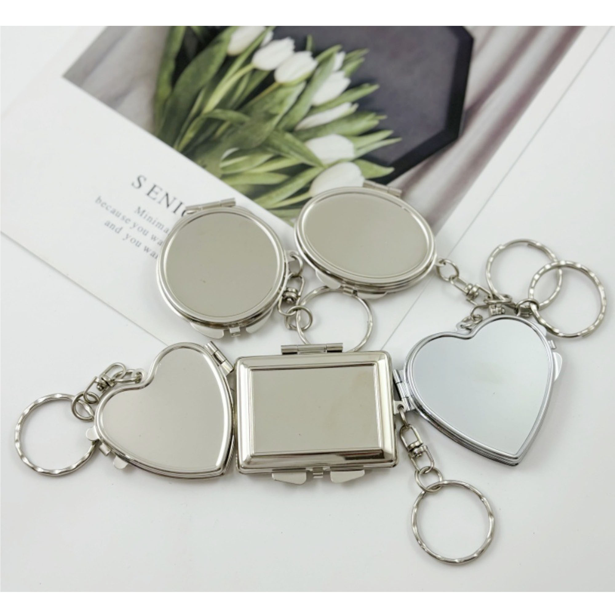 Double Sided Mirror Pendant Keychain 4