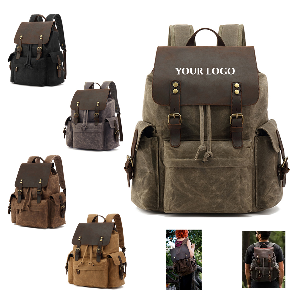 Leather Canvas Backpack 2