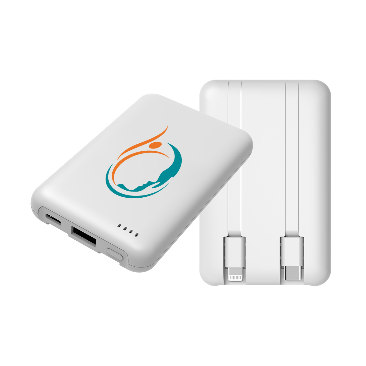 UL Certified 5000mAh Power Bank with Built-In Type C and Lightning Cables 5