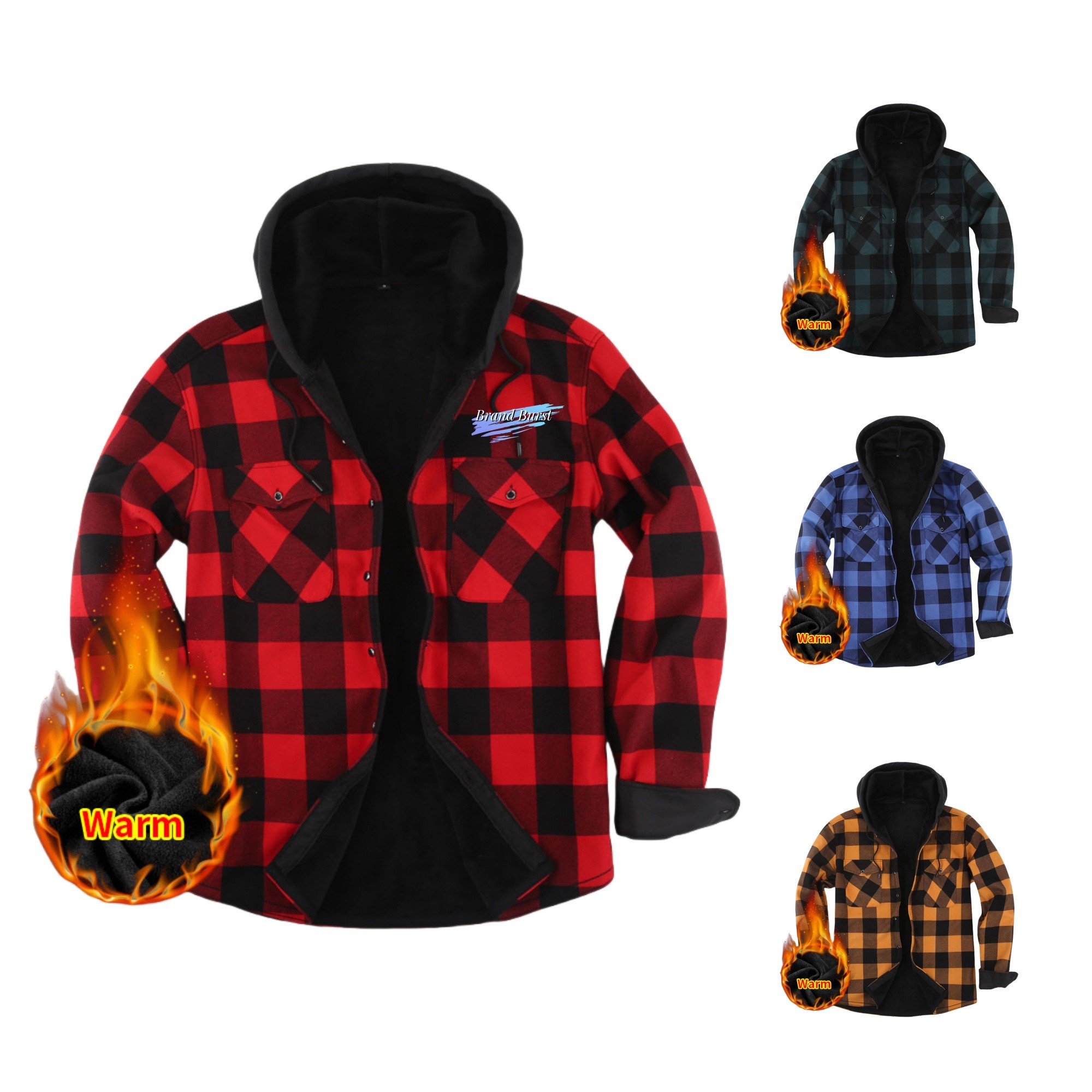 Men's Lined Flannel Jacket With Hood