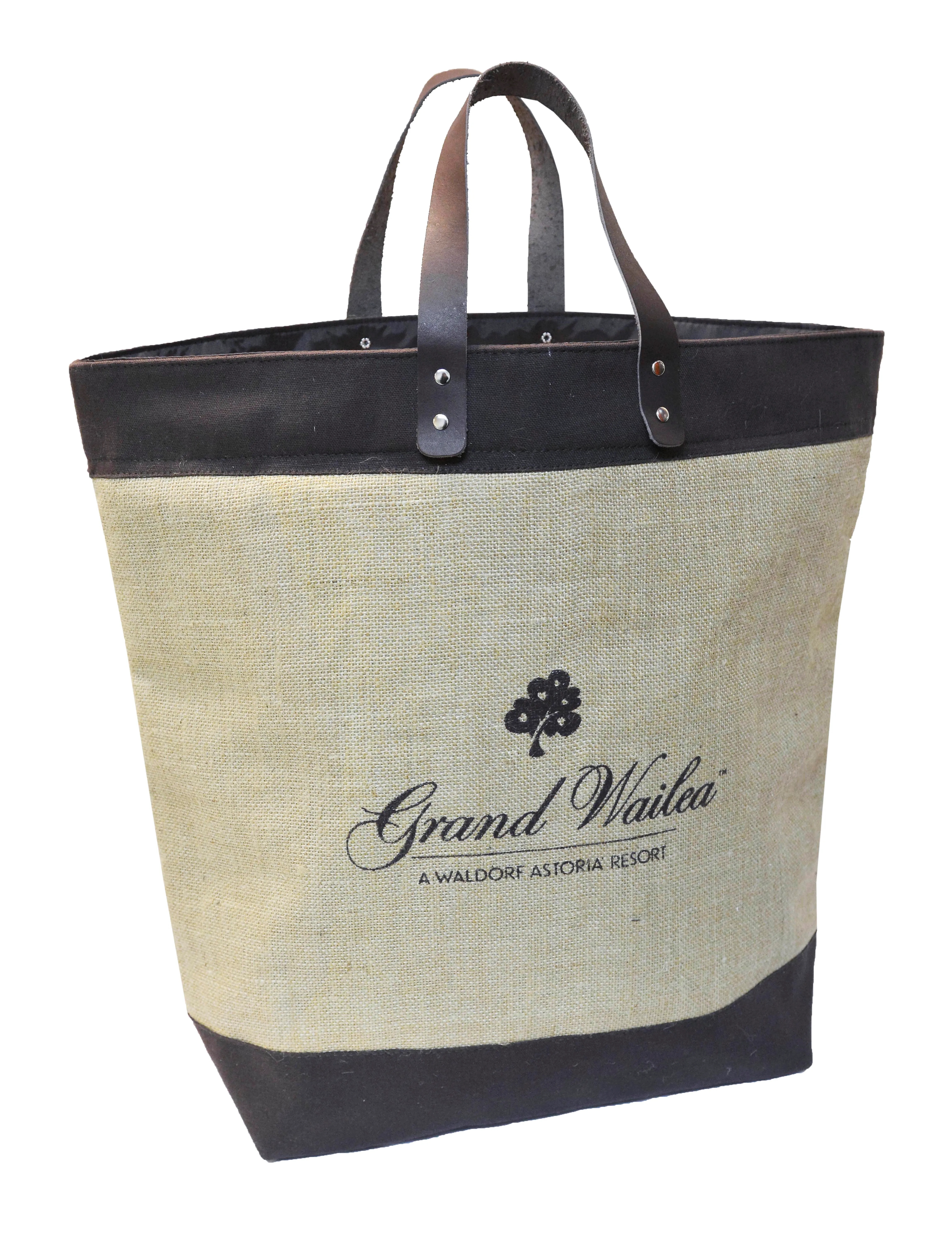 Upscale Burlap Tote, custom tote bag with logo imprint 1