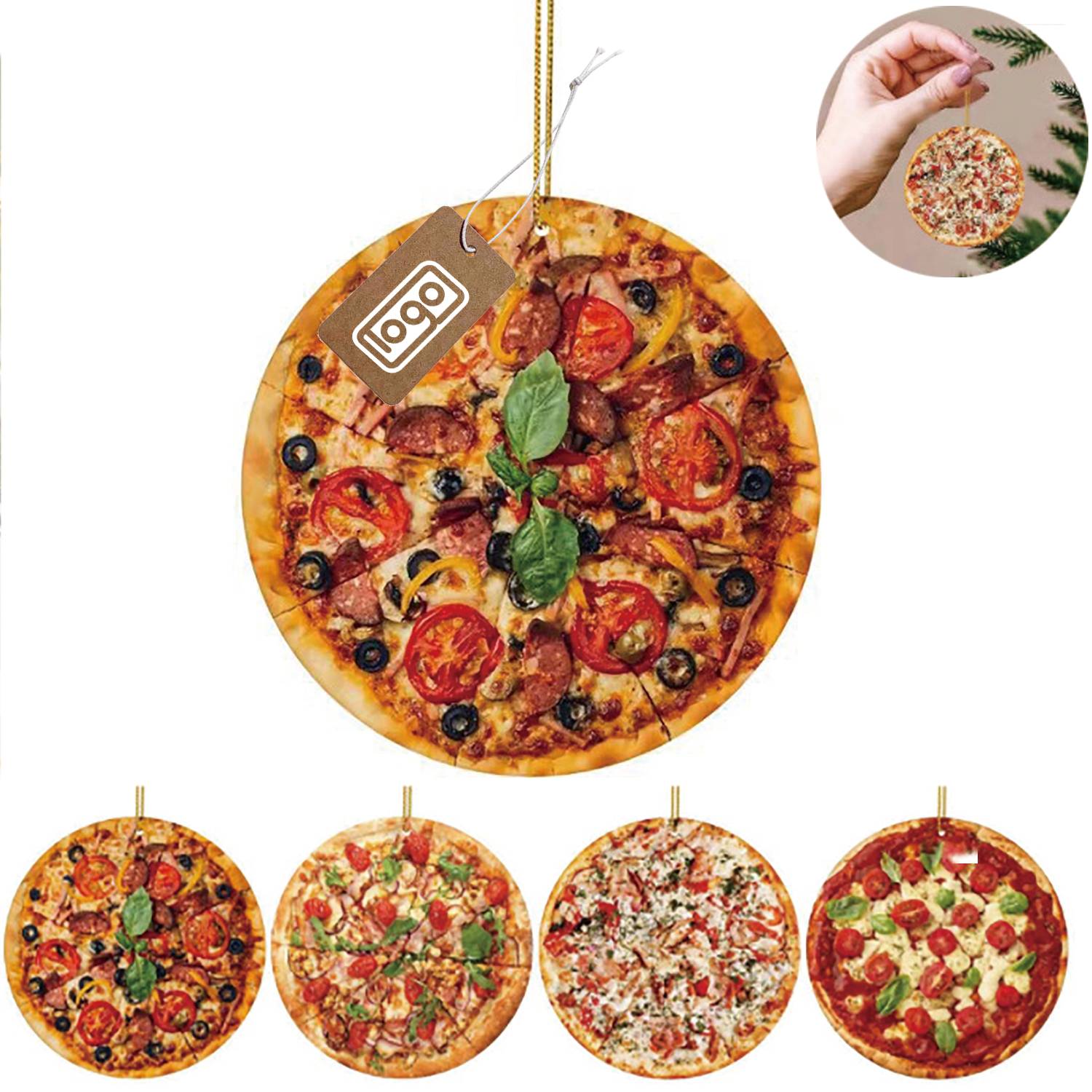 Cute Acrylic Pizza Slice Christmas Ornament for Tree Decor 2