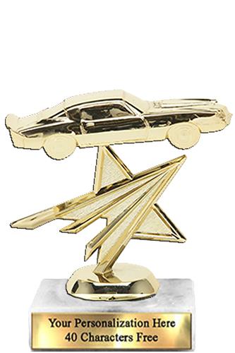 Trophy: 7", 2x3 white marble base, Camaro Gold Uni 2