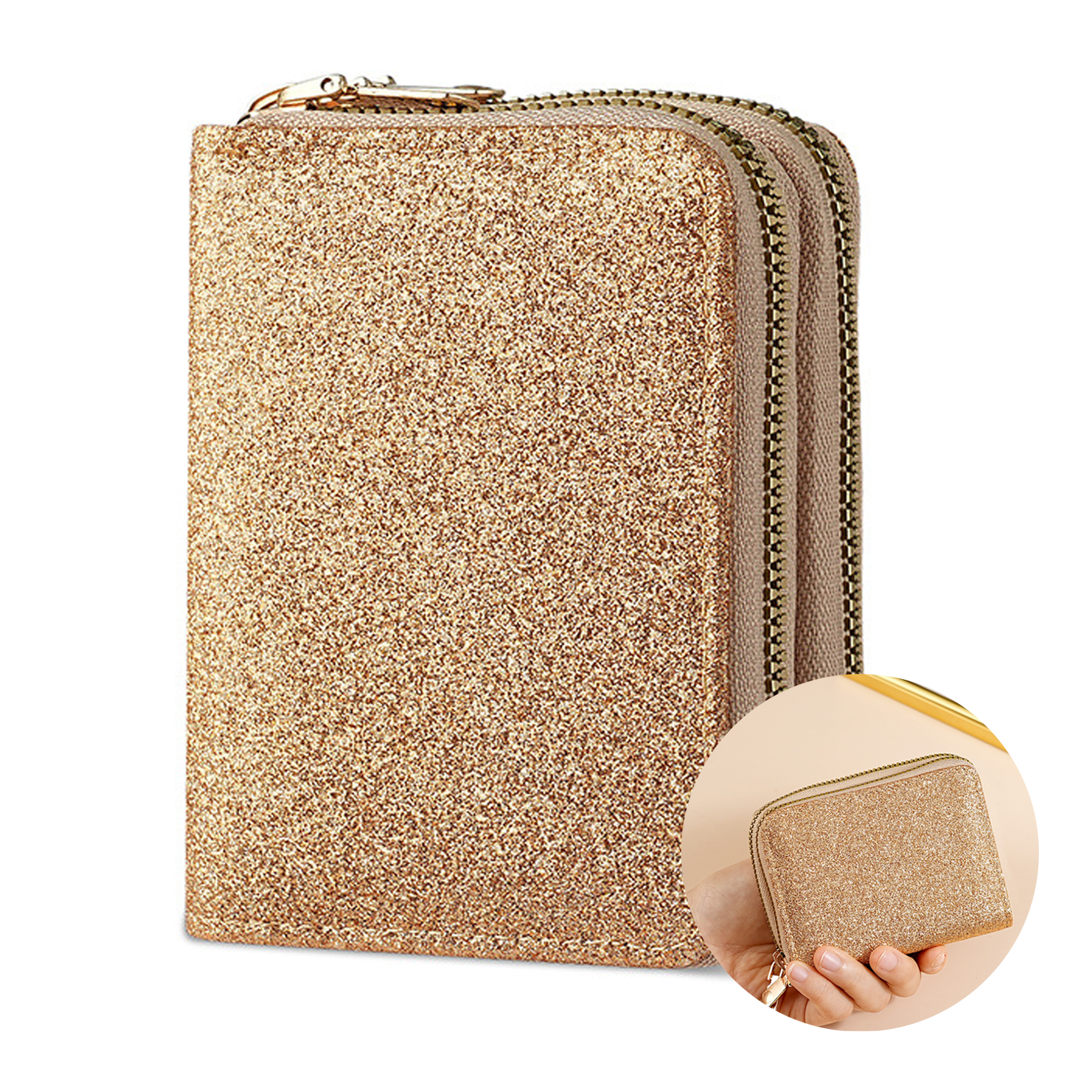 Ladies' Double Zipper Starry Sparkling Fashion Card Bag 2