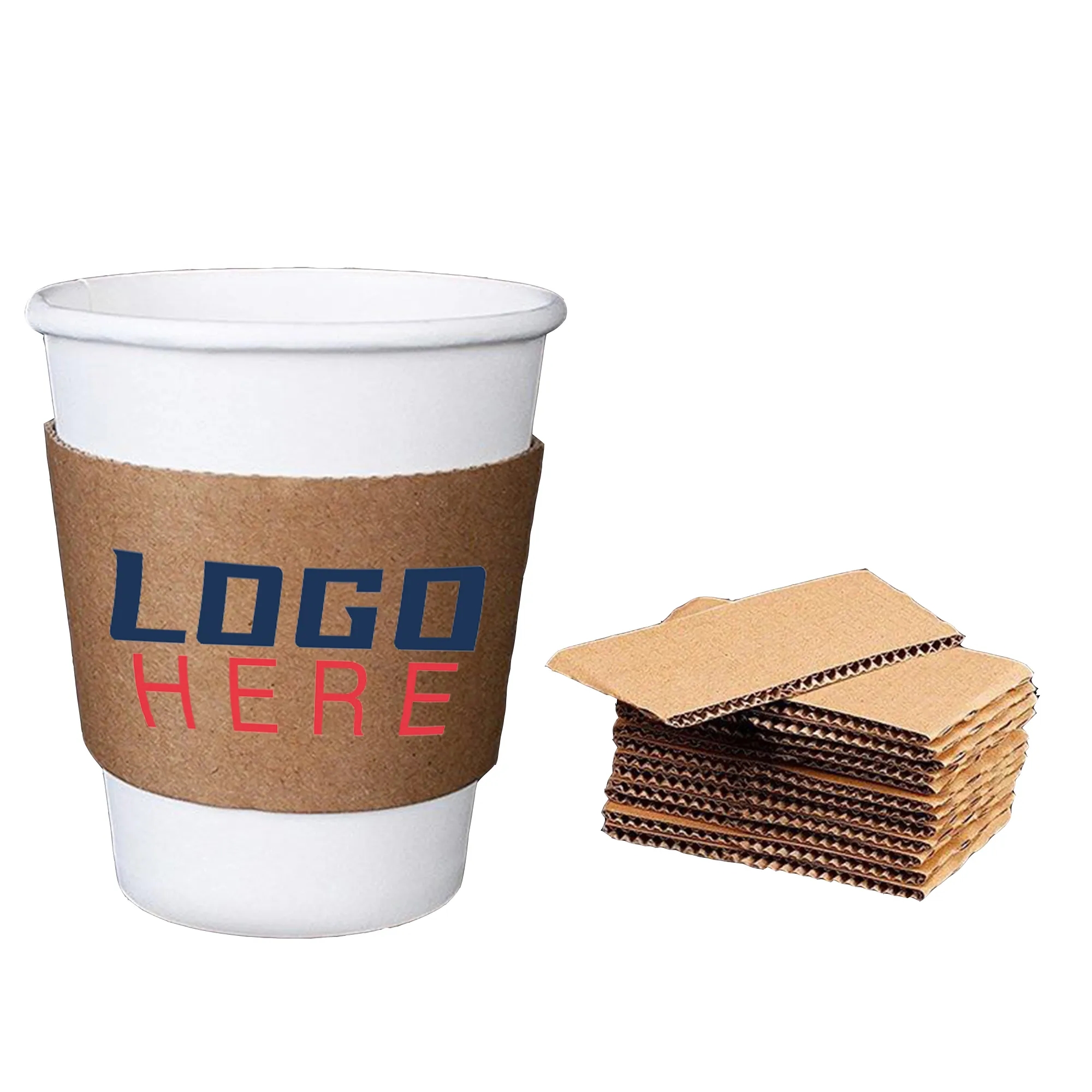 Corrugated Kraft Paper Coffee Cup Sleeves MOQ100pcs 1
