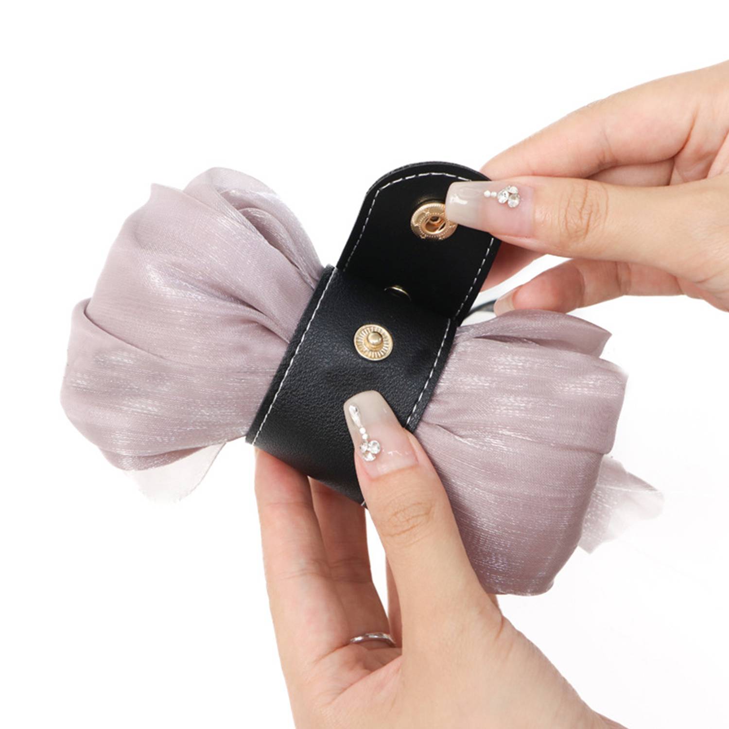 Portable PU Leather Glove Silk Scarf Holder Clip 6