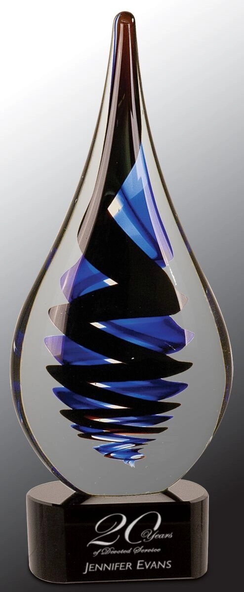 11 1/4" Black Twist Rain Drop Art Glass 5