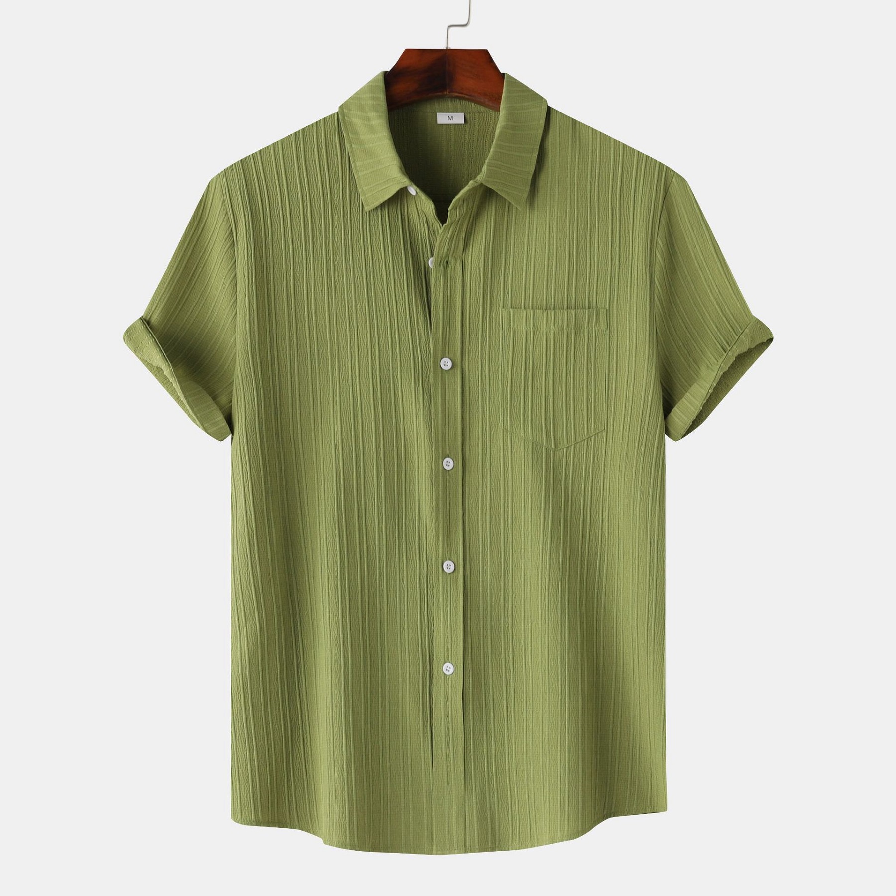 Men's Short Sleeved Solid Color Shirt Top 11