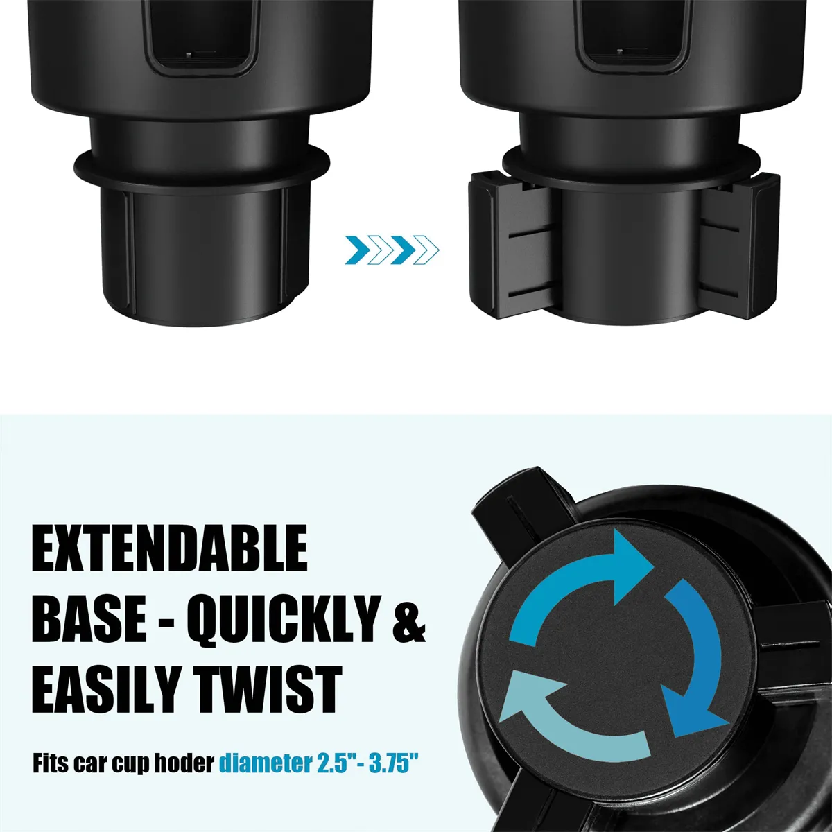 Car Cup Holder Expander Organizer with Adjustable Bas 5