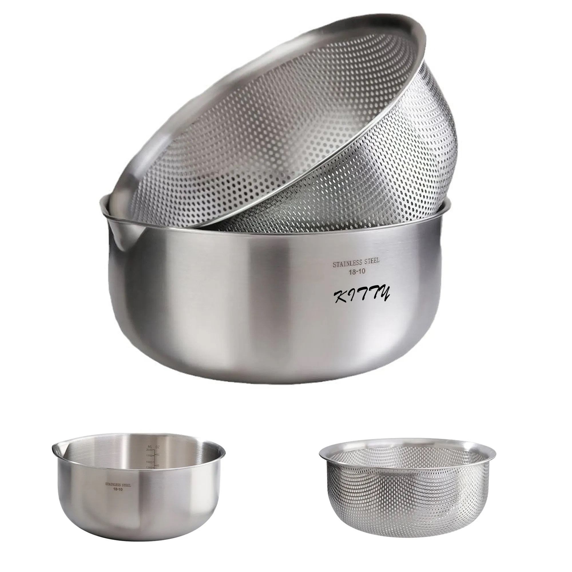 Thickened Stainless Steel Drain Basket Set 3