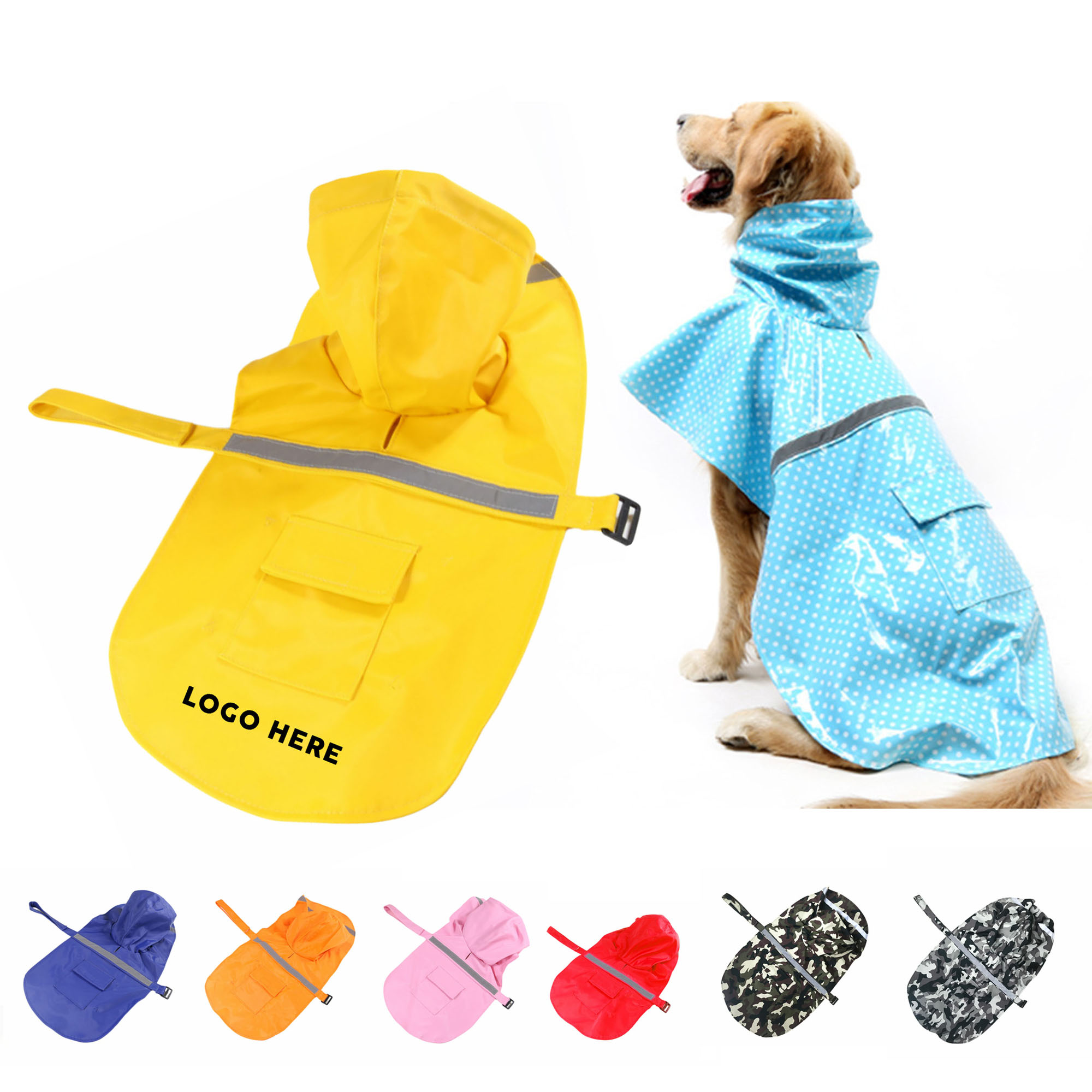 Waterproof Dog Raincoat with Reflective Safety Strips 2