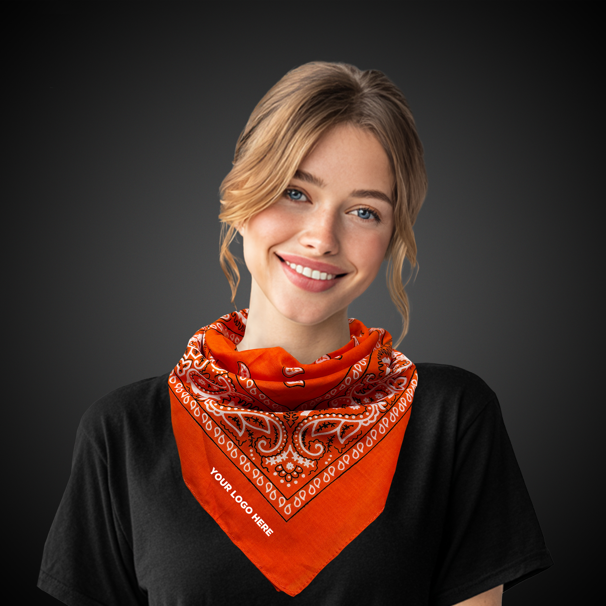 Orange Cotton Bandana 22" x 22" 4