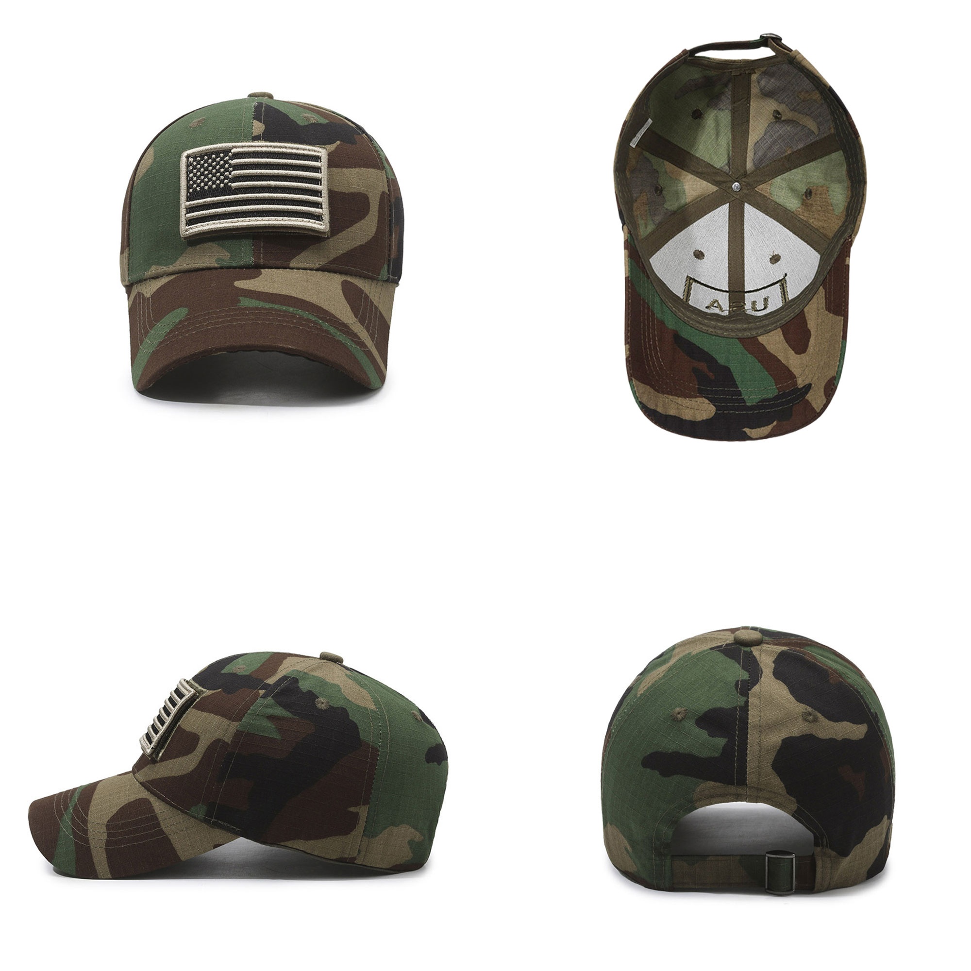 Camouflage Cotton Baseball Cap With Flag 2