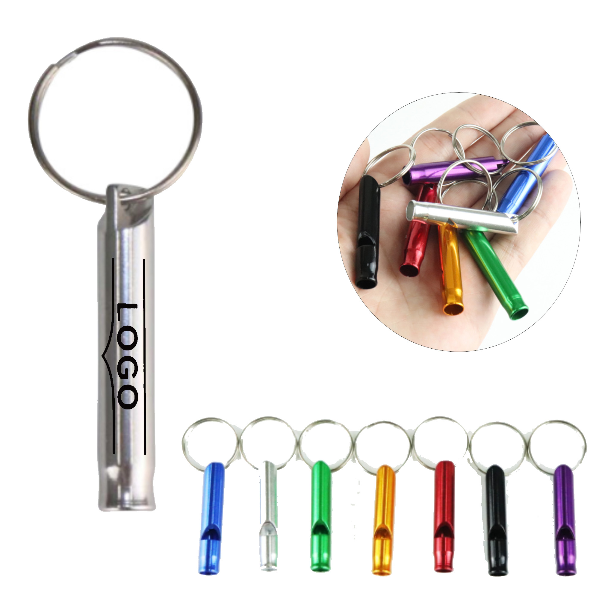 Aluminum Alloy Whistle Keychain Key Ring 2