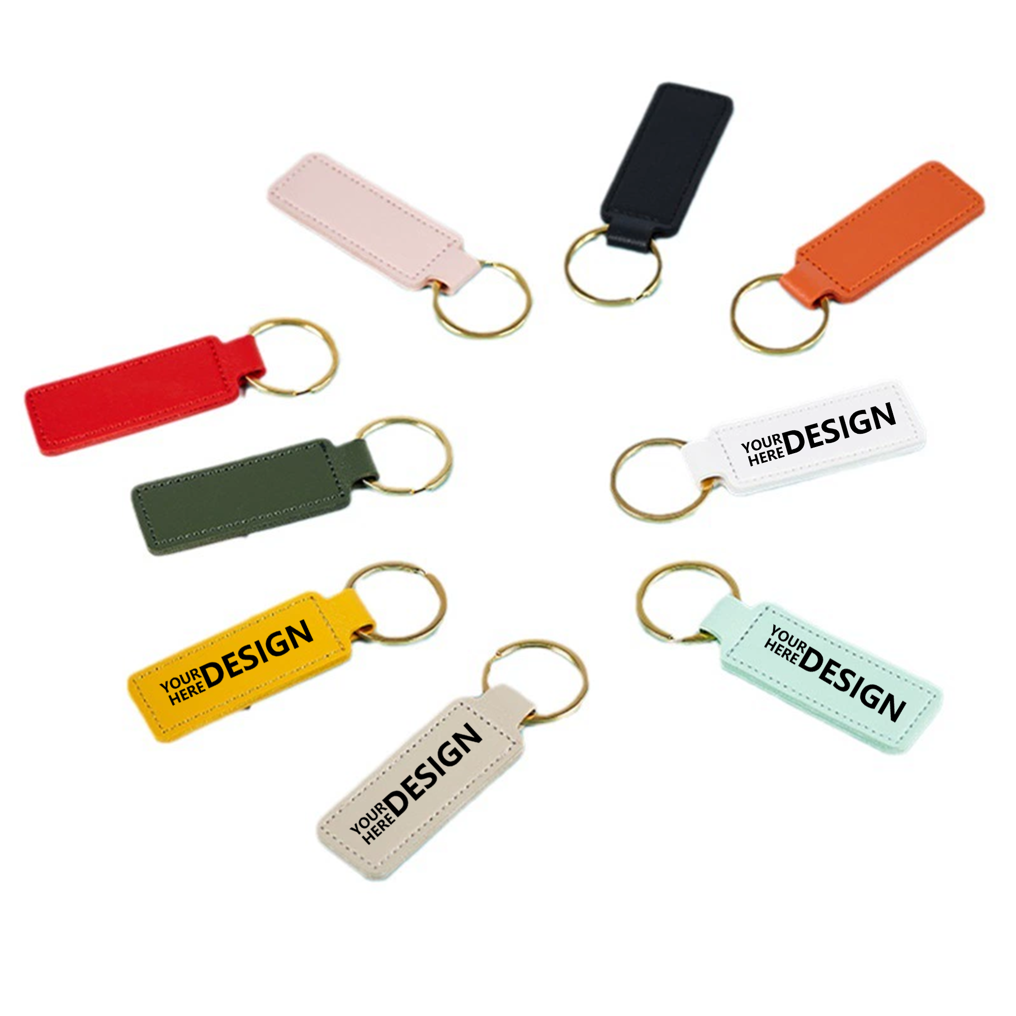 Stylish PU Leather Key Fob with Metal Charm 2