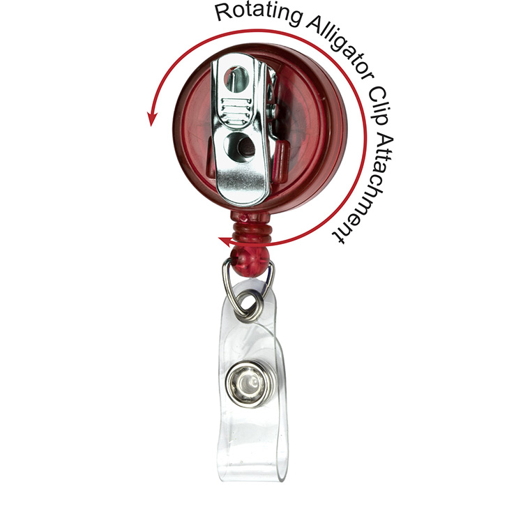 "Bellefontaine VL" 30" Cord Round Retractable Badge Reel and Badge Holder with Rotating Alligator Cl 1