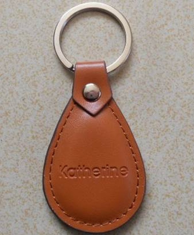 Water Drop Shape PU Leather Custom Key Chain 1
