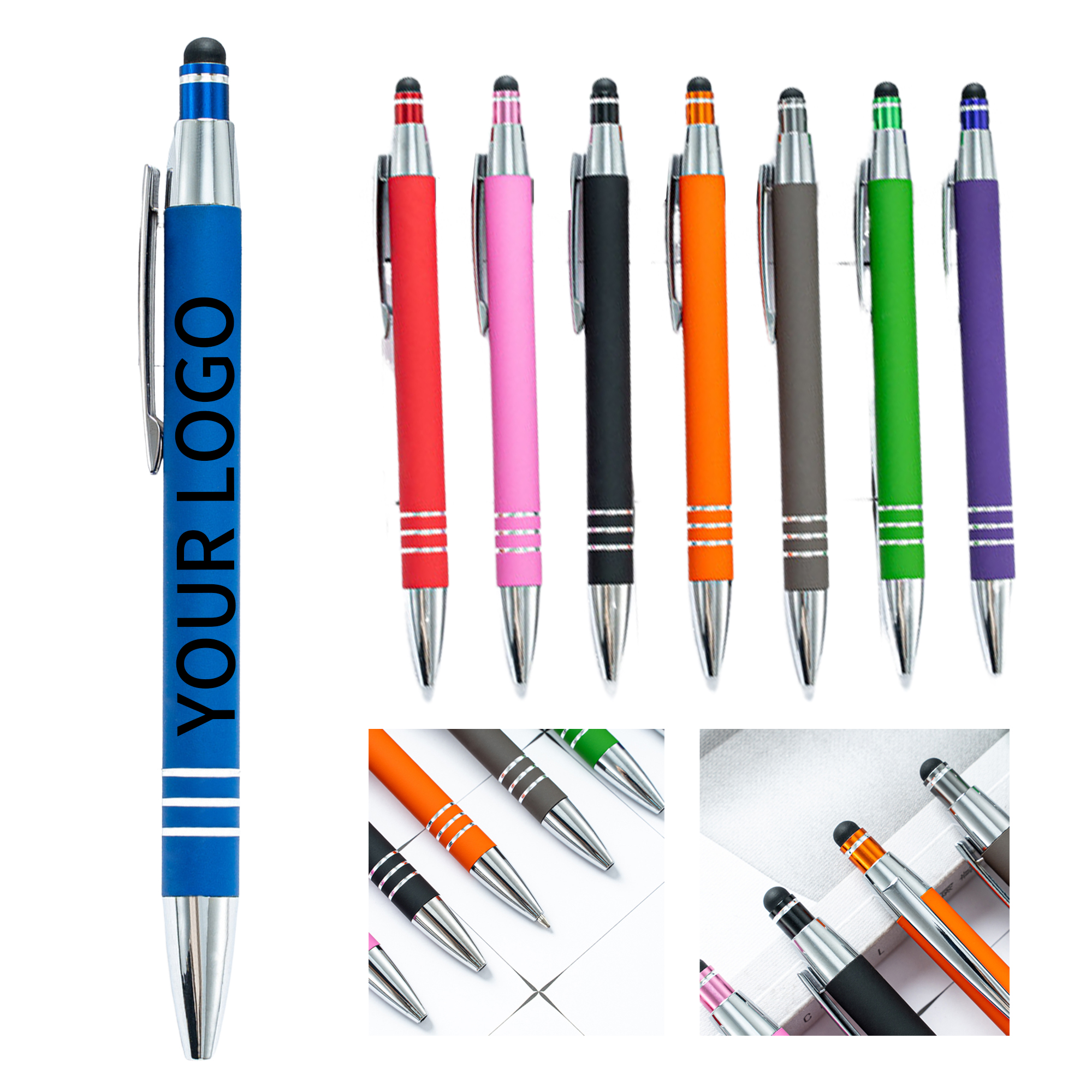 Metal Touch Screen Ballpoint Pen With Press Design 5.4" 5