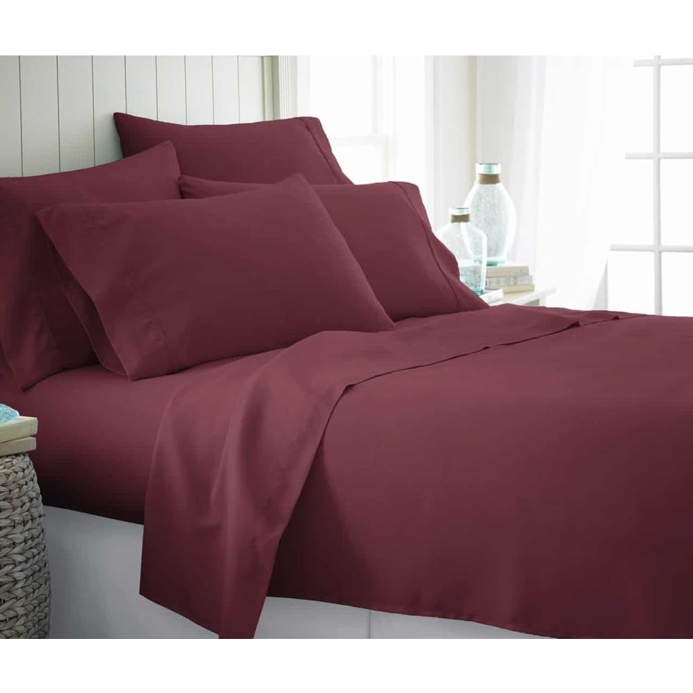 Microfiber Bed Sheets - Burgundy Twin XL 4 Piece Set 2
