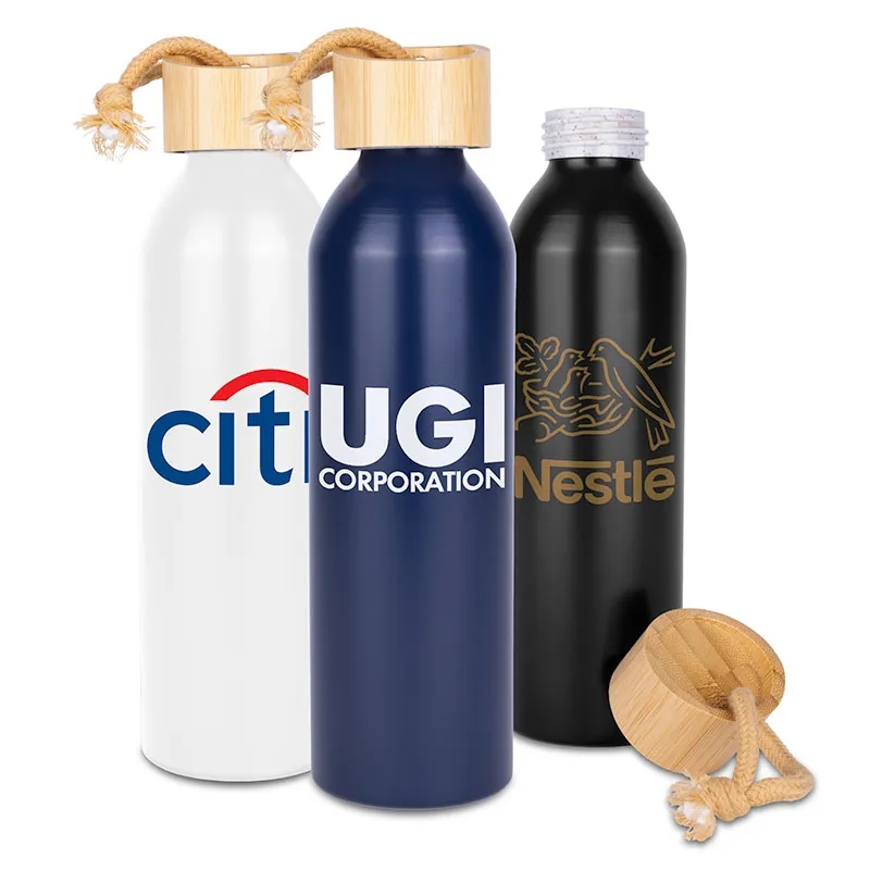 Meriden Sustainable Aluminum Bottle with Bamboo Lid &Cotton 5