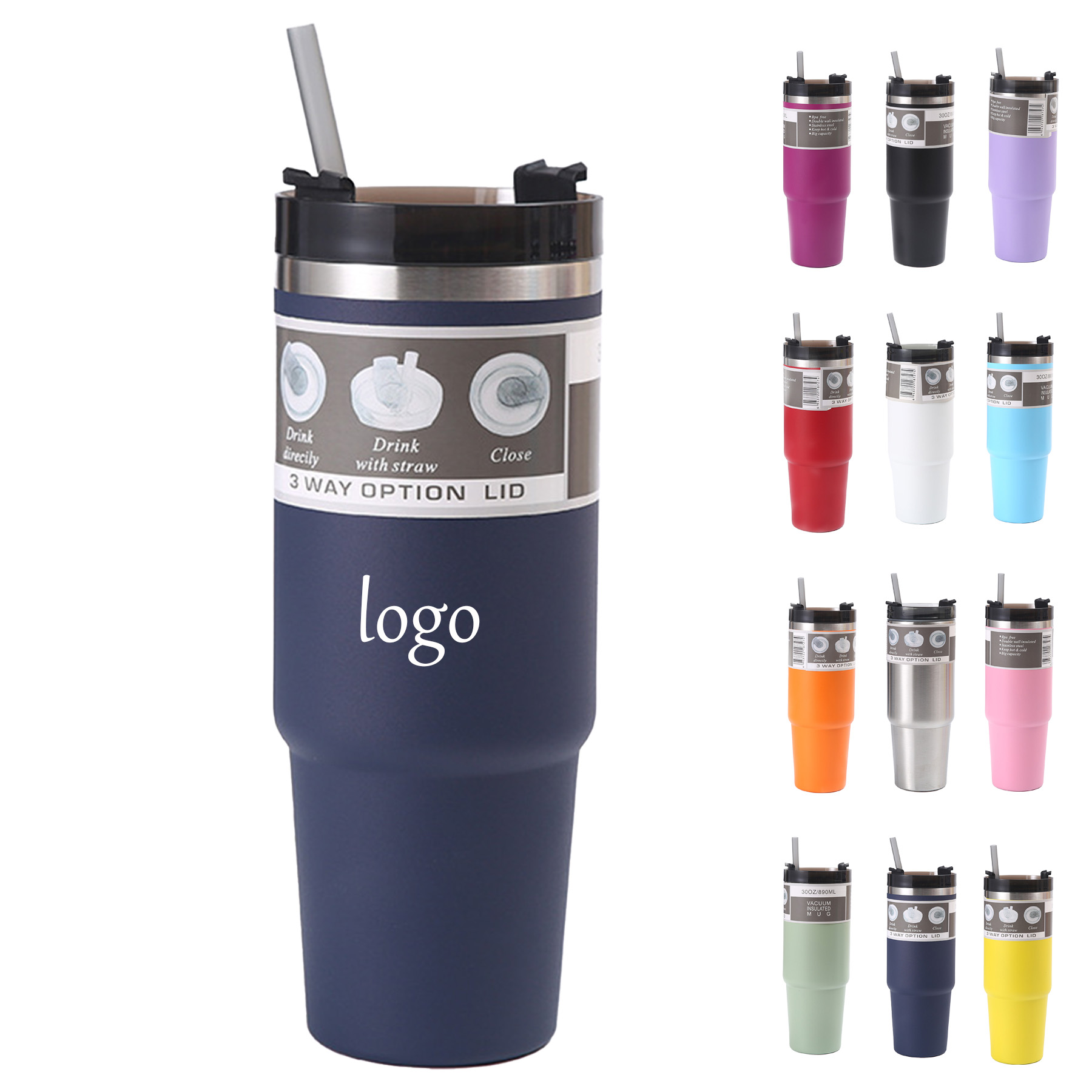 30oz Stainless Steel Cup with Straw 7