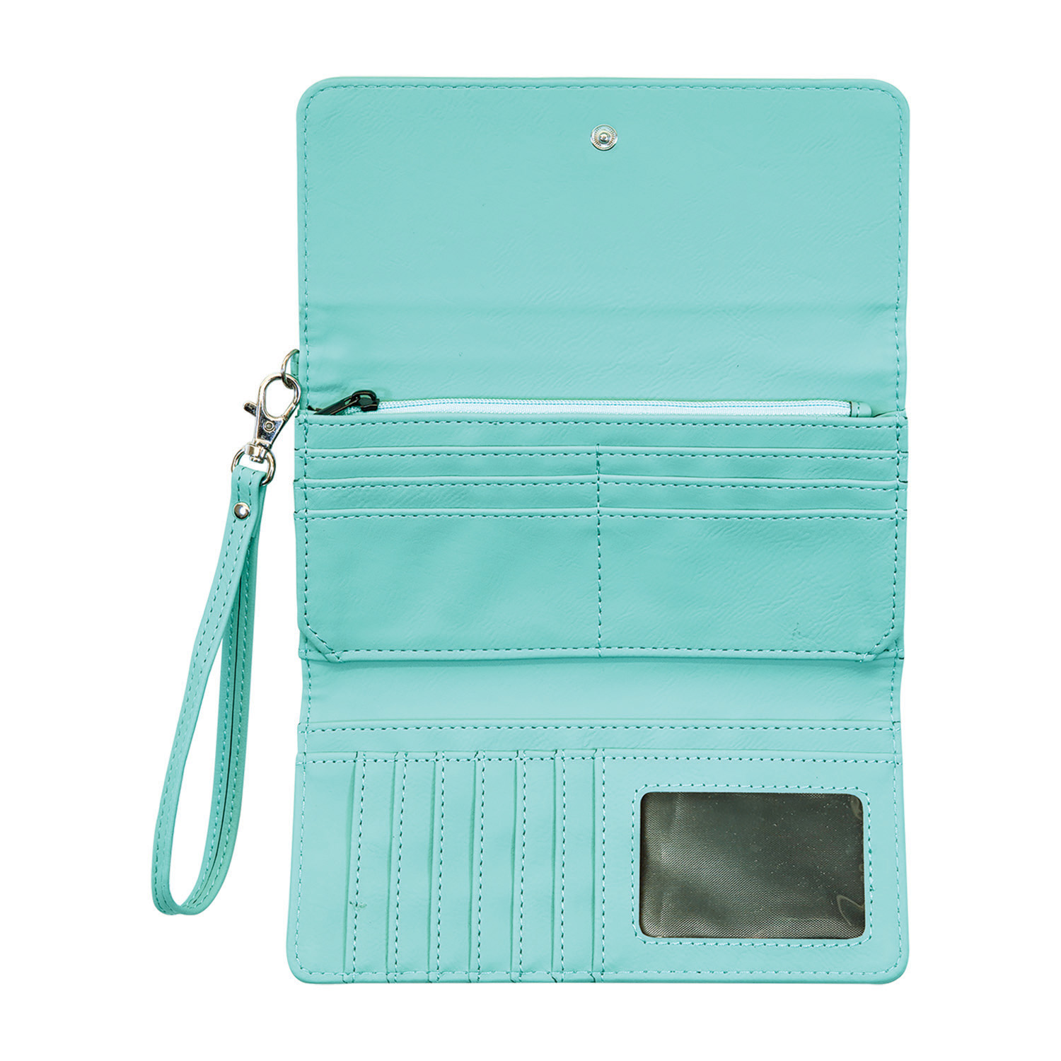Teal Leatherette Wallet with Strap 3