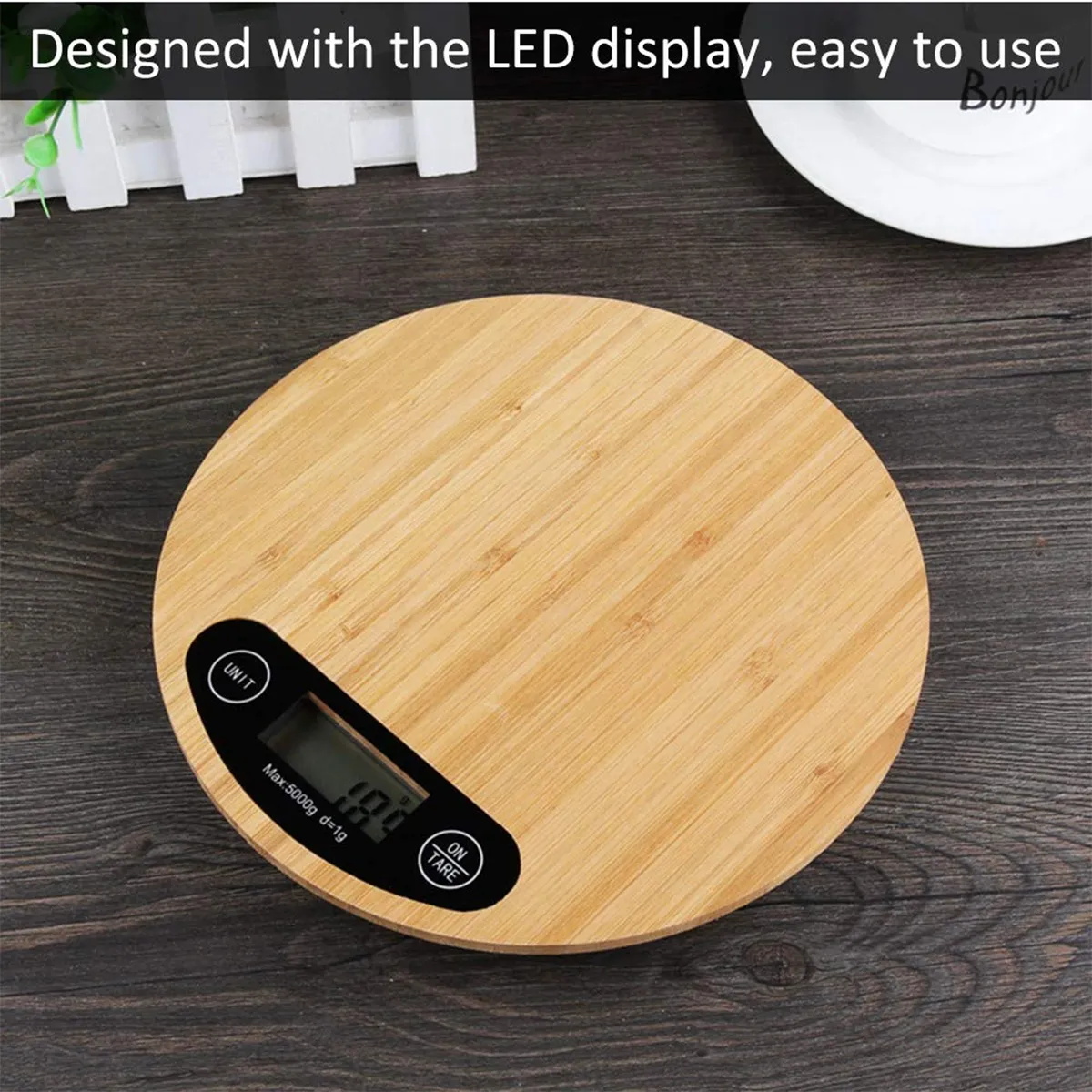 Reusable Versatile Bamboo Digital Scale With LED Display 7