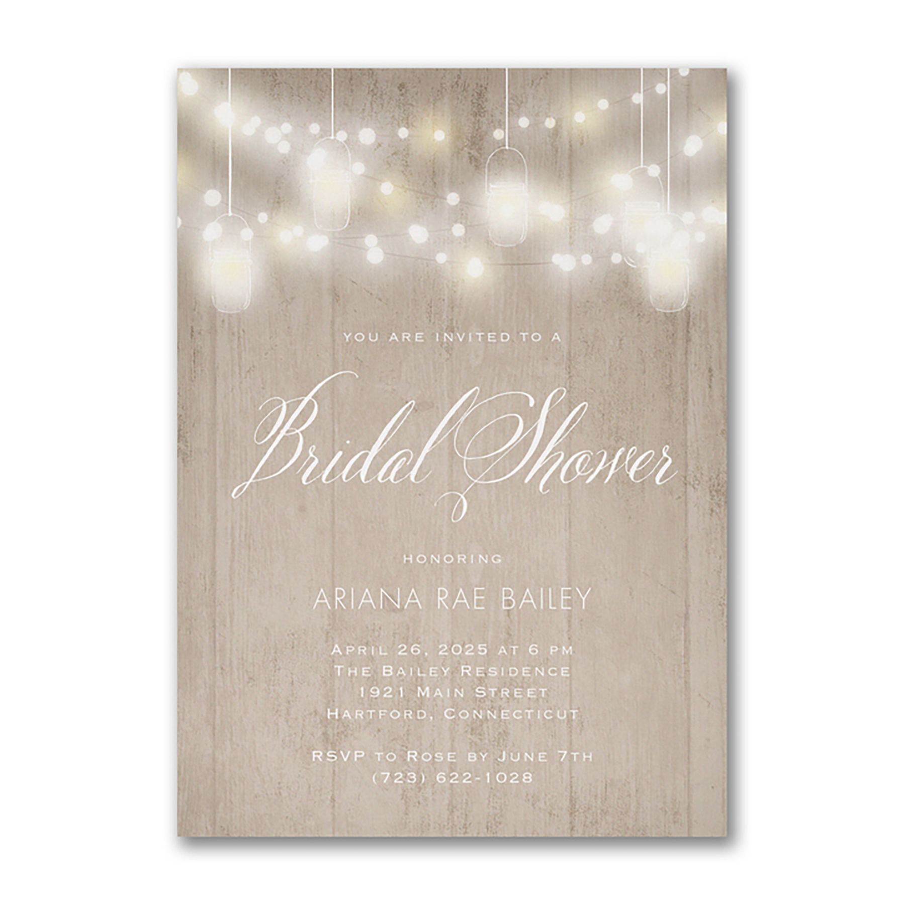 Woodgrain Lights Event Invitation 1